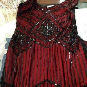 Halloween Fun Daisy Flapper Girl Costume Beaded Dress, Hair Piece, Necklace,...